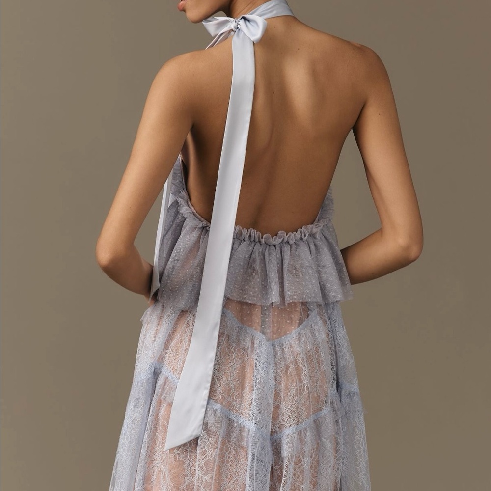Anthropologie Sheer Lace Halter Dress - Picture 2 of 8
